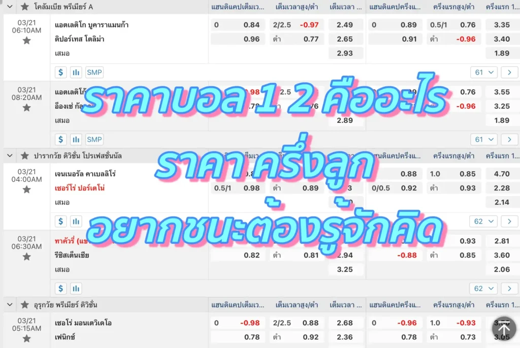 ราคาบอล 1 2 คืออะไร