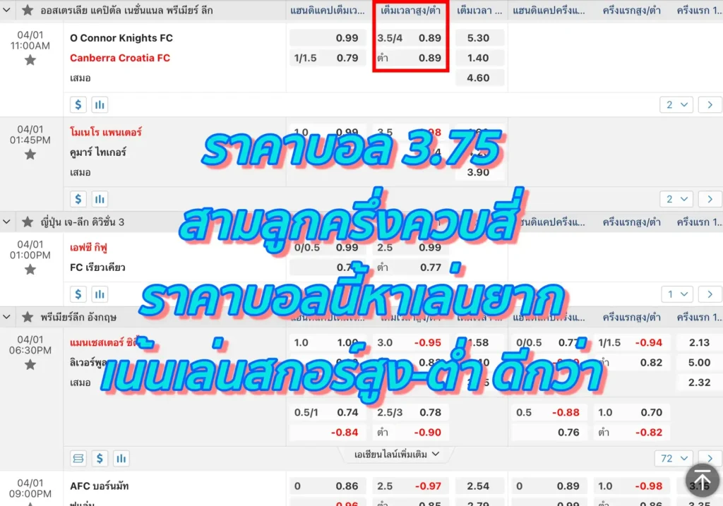 ราคาบอล 3.75